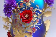 玫瑰花雕刻花瓶的精美图片